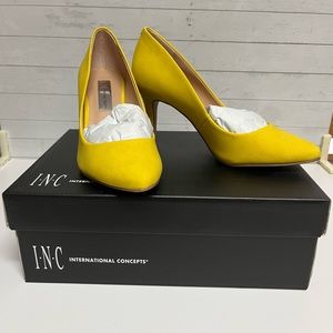 INC Yellow Faux Suede Heels Size 5M